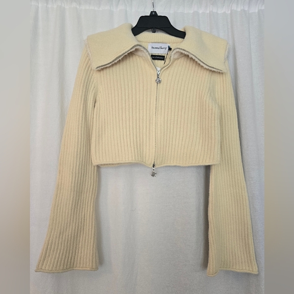 HOUSE OF SUNNY DOUBOR COLLAR PEGGY CROPPED CARDIGAN SZ US 10 UK 14 - Picture 5 of 17